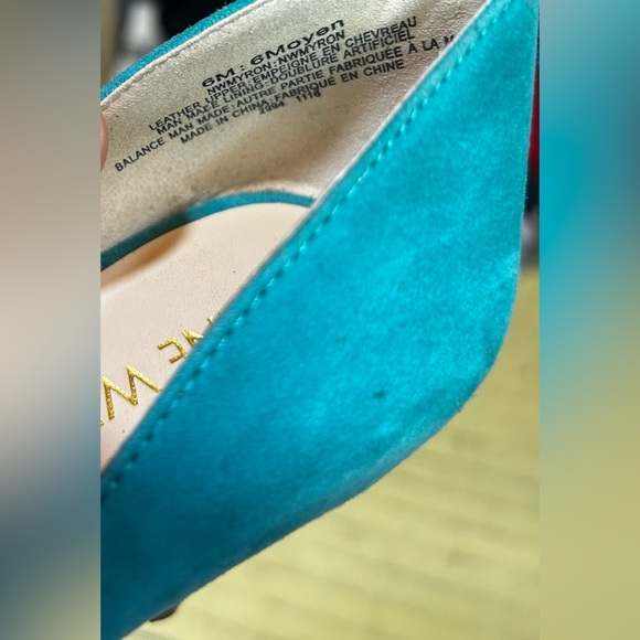 Nine West suede peep toe shoes. Teal blue. Size 6M. - Picture 11 of 11